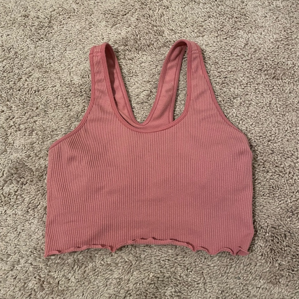 Spiritual Gangster Pink Ribbed Crop Tank Top